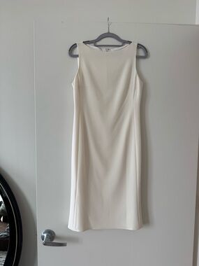 Theory Cream Sleeveless Midi Sheath Dress